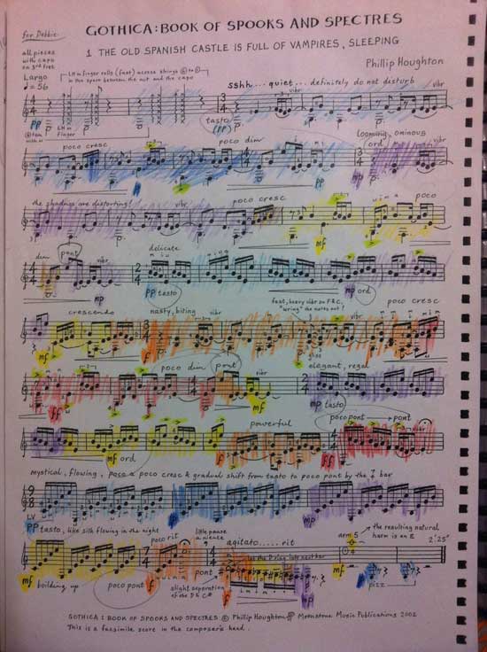 Spanish Castle sheet music coloured in!